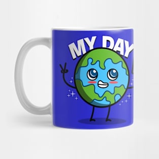 Cute Kawaii Planet Earth Meme For Earth Day Mug